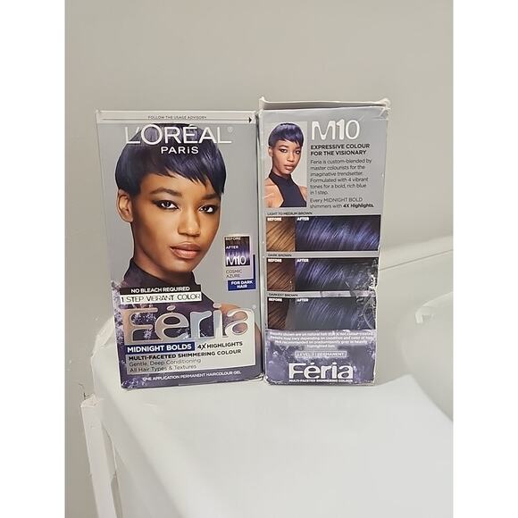 NEW Lot of 2 L'Oreal Feria Midnight Bolds Permanent Hair Color M10 Cosmic Azure - Picture 2 of 2